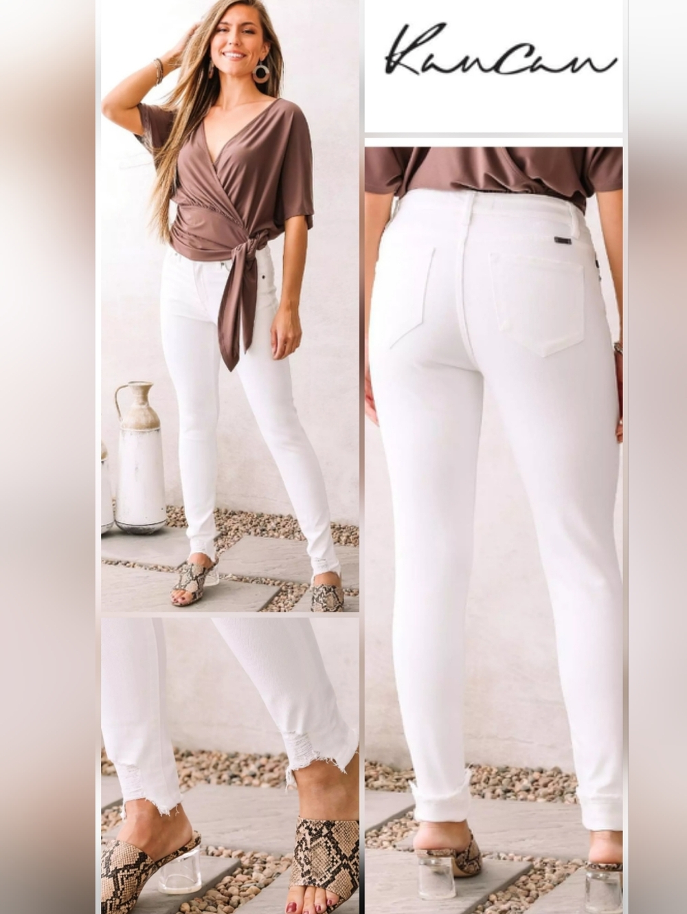 KanCan High-Rise Super Skinny Stretch Distressed White Jeans